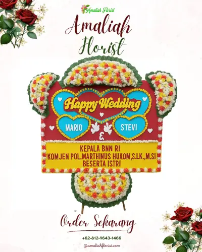 Karangan Papan Bunga Pernikahan di Senganan